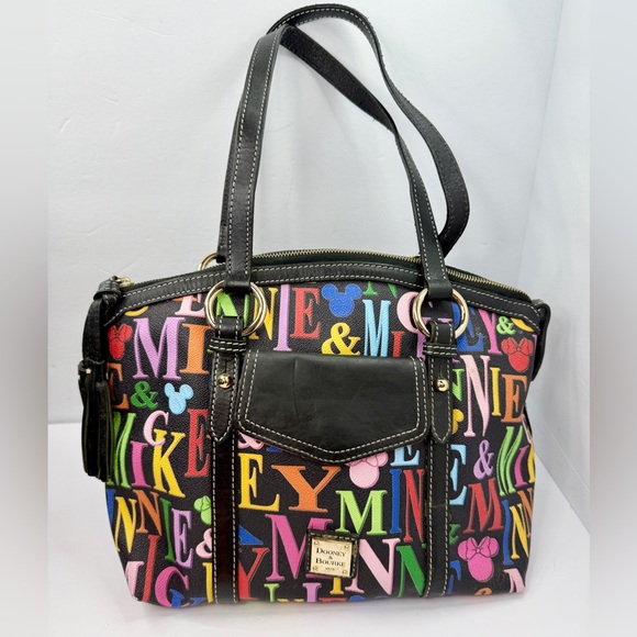 Disney Dooney & Bourke Purse Shoulder Bag Rainbow Names Mickey Minnie Mouse 2013